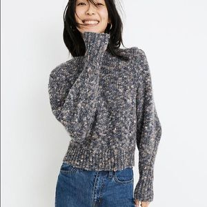 MADEWELL Purple Blue Puff Sleeve Wool Sweater Sz S